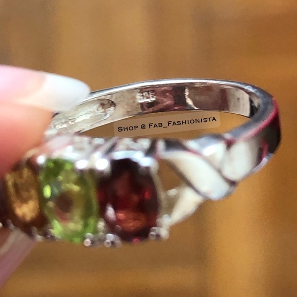 Multi-Stone Gemstone Rainbow Ring Sterling Silver size 5.75 - Picture 5 of 10